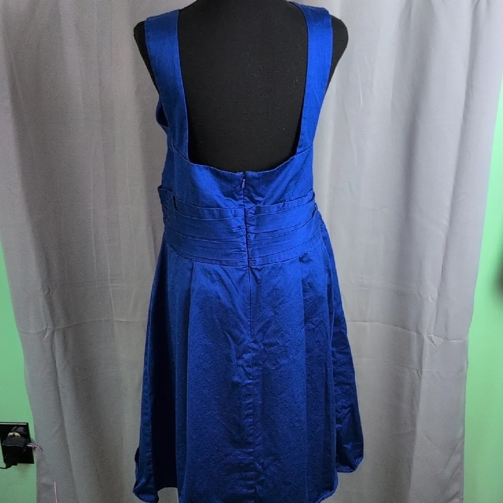David's Bridal Blue Ruched Halter‎ Midi Dress
